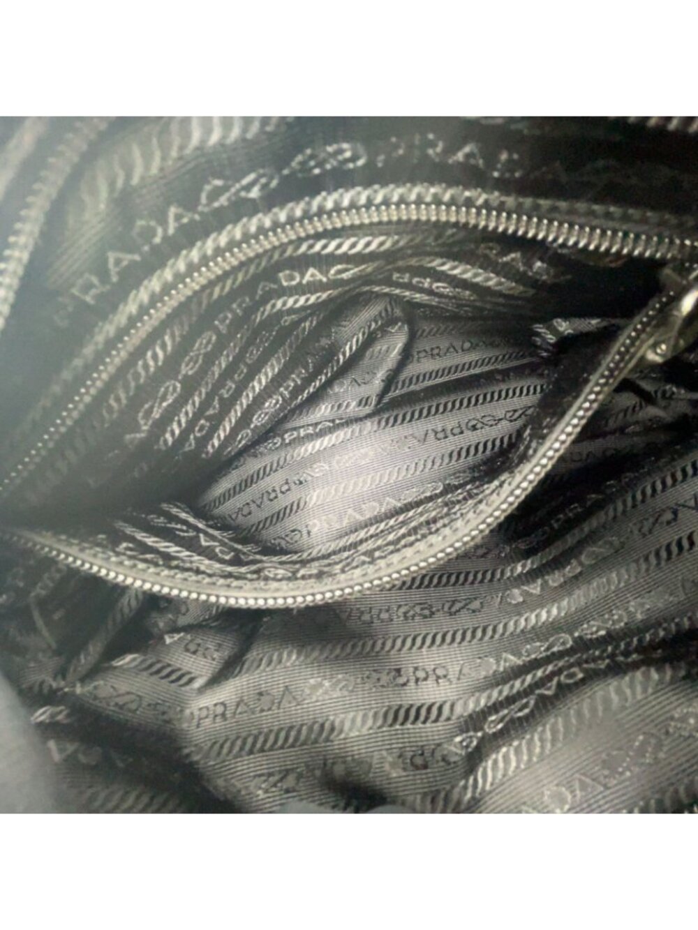 Prada Re-Nylon Black Shoulder Bag Silver - Picture 11 of 14